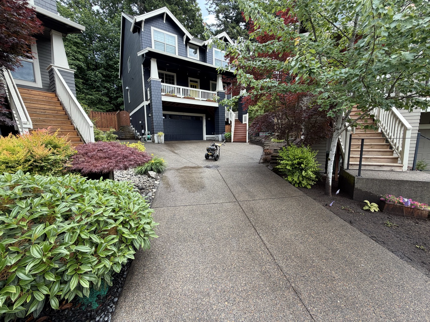 Pressure washing complete — spotless Portland driveway result